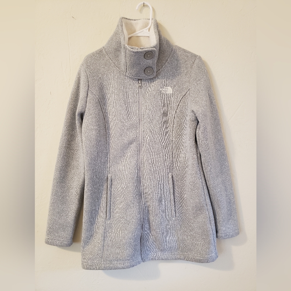The North Face Grey Zip Front Sherpa Lined Women's Jacket Sz Large